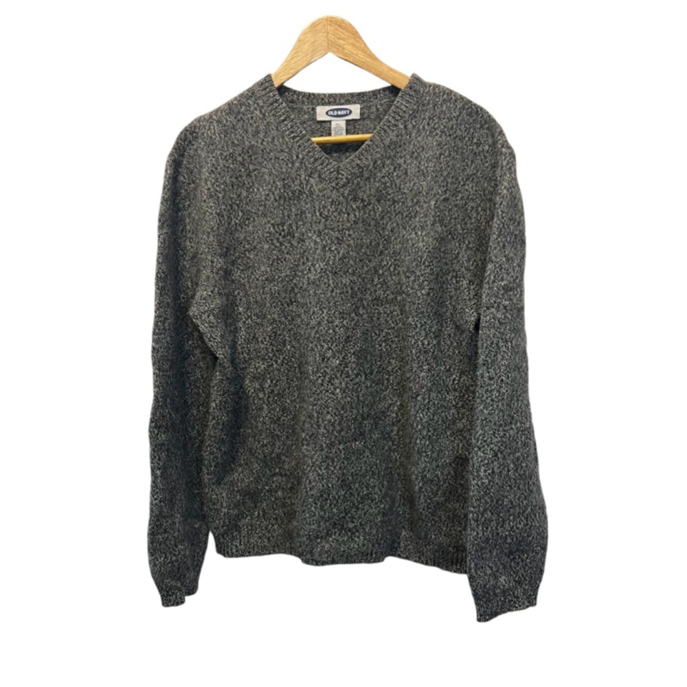 OLD NAVY Wool Grey V Neck Long Sleeve Pullover Sweater XL